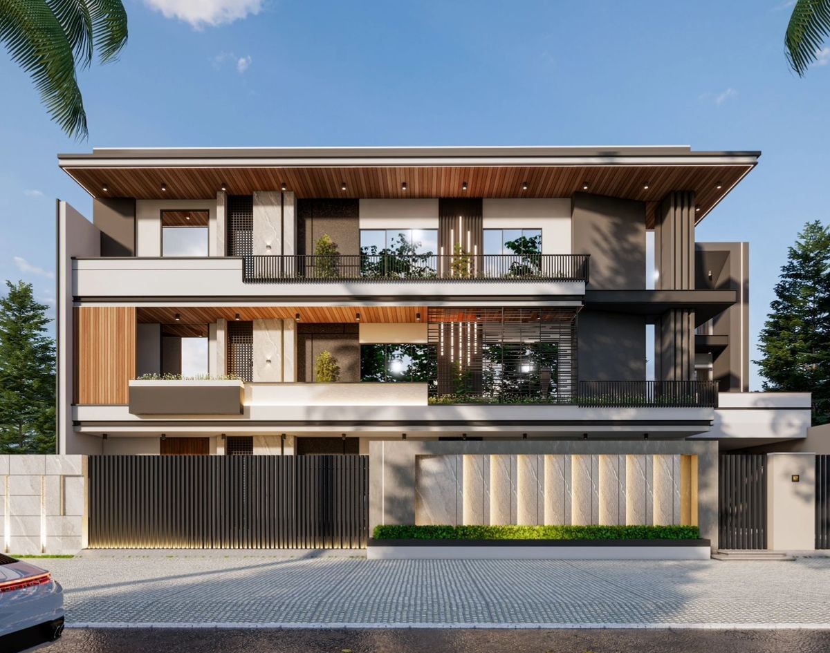 morden elivation ground plus two floors